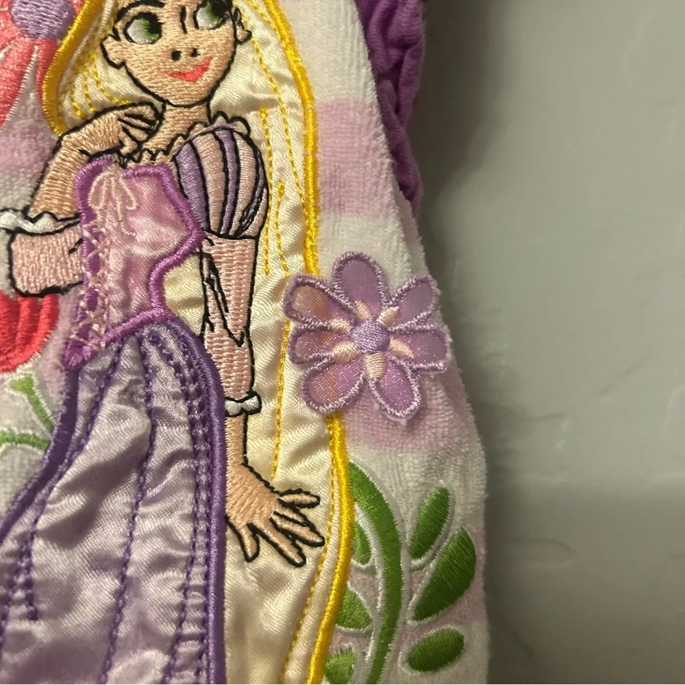 Disney Rapunzel purple and white striped shorts romper terry swim cover up 5/6